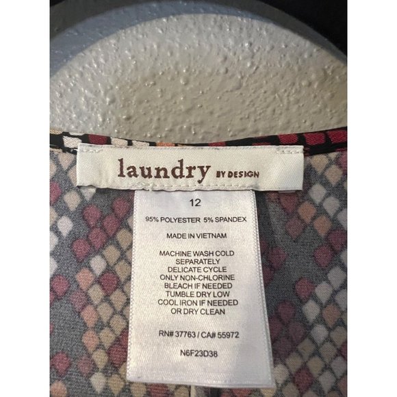 Laundry Design Faux Wrap Dress Stretch Career Church Washble Burgundy Orange Tan - Picture 12 of 13